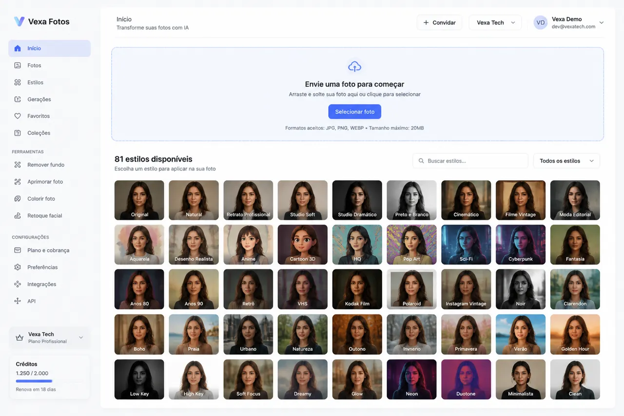 Vexa Fotos — Gerador de foto clone IA